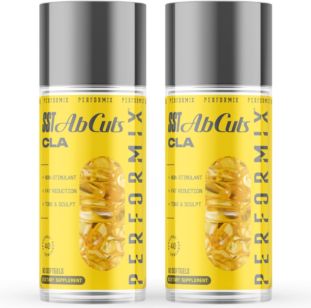 PERFORMIX - SST AbCuts - CLA 1,000 mg - Stim Free - Θερμογόνο - Καταλληλότητα Στόχοι - Μεταβολισμός Booster - Υγεία & Ευεξία - Λάδι Safflower, Ωμέγα 3, Σπόροι λιναριού & Βιταμίνη Ε - Προ προπόνηση - 160 Softgels