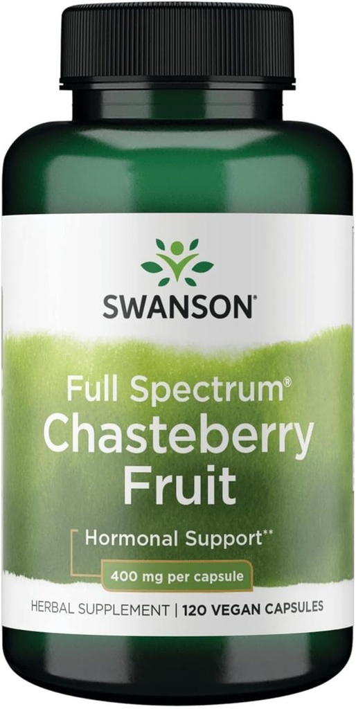 Swanson Chasteberry Fruit - Herbal Supplement Kadın Sağlığı ve Menopausal & Menstrual Support - May Support Balance & Skin Health - (120 Capsules, 400 mg each)