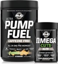 PMD Sports Ultra Pump Yakıt Caffeine Free - Pre Workout – Rainbow Sherbet (30 Hizmet) Spor Omega Cuts Elite Thermogenic Fat Burner (90 Softgels)