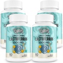 Λιποσωμική Lactoferrin 1000 mg Διατροφή - Μεγιστοποιημένη Lactoferrin - Ένα συστατικό στο Colostrum - για Σιδήρου Απορρόφηση & Ανοσολογική λειτουργία Lactoferrin Συμπληρώματα για Ενήλικες, 60 Softgels (4 Φιάλη)