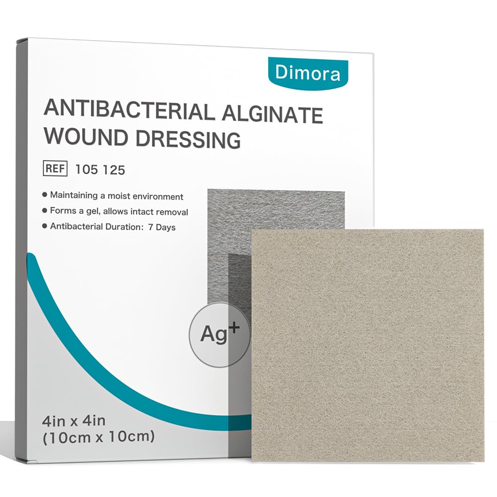 Dimora, Silveruba Alginate Yara Giymek -Antibacterial Non Stick Gauze, Highly Absorbent Sterile Bandage Pads,4' x 4' Patches 5 Packs