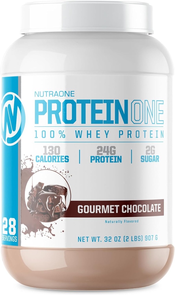 NutraOne ProteinOne Whey Protein Protein Promotion Recovery and Build Muscle with a Protein Shake Powder for Men & Women (Gourmet Chocolate, 2 LB)