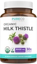 USDA Organik Süt Butle Capsules -% 80' Silymarin Supplement for Liver Support- Super Tempd 300mg of 30:1 Milk Butle Takvalent to 9,000 mg - Milk Thistle Liver Detox 60 Day Supply