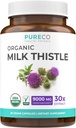 USDA Organik Süt Butle Capsules -% 80' Silymarin Supplement for Liver Support- Super Tempd 300mg of 30:1 Milk Butle Takvalent to 9,000 mg - Milk Thistle Liver Detox 60 Day Supply