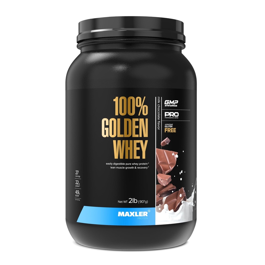 Maxler% 100 Golden Whey proteini - Servis başına 22g protein - Pre Post Workout için Premium Whey Protein Tozu - Fast-Absorbing Whey Temp Isolate & Hydrolysate Mix - Milk Protein 2 lb