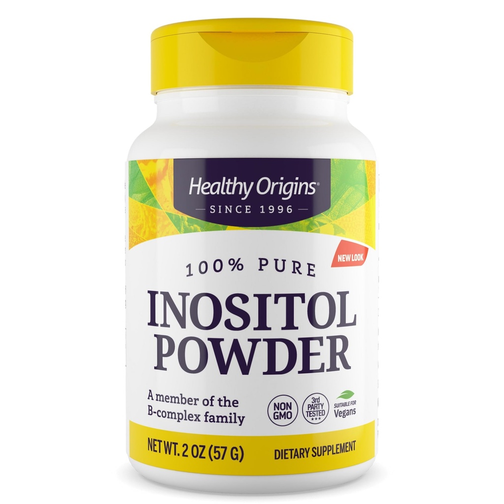 Sağlıklı Origins Inositol Toz, 56.7 g - Skin, Hair & Nail Health - B8 Toz Tamam - B Kompleks Ailesinin Bir parçası - Vegan, Non-GMO & Gluten-Free Supplement - 2 Oz