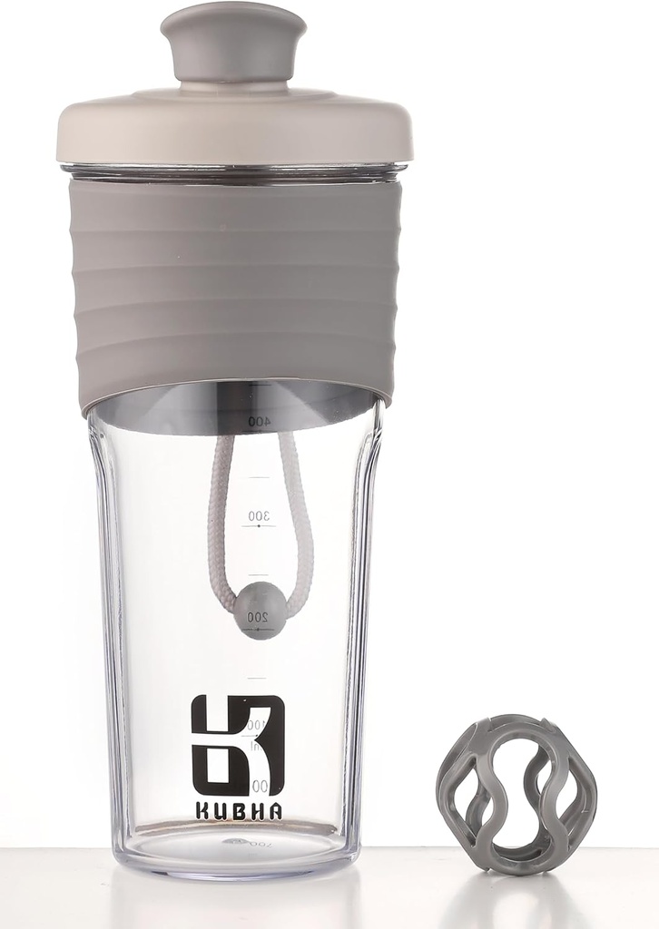 2nd Generation Shaker Şişe for Protein with Mix Ball - Workouts and Outdoor Use, 24Ounces Whey Protein Shaker with Clear ölçüm (Gray)