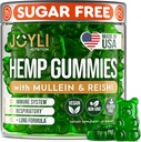 JOYLI Hemp Gummies - Natural Lung Cleanse with Mullein Leaf & Reishi Mushroom - Επιπλέον ενίσχυση Καθαρός Πνεύμονας Υποστήριξη συμπλήρωμα με βιταμίνες A, C, D & E - Χωρίς ζάχαρη, Vegan, Μη ΓΤΟ - 60 Βρώσιμες