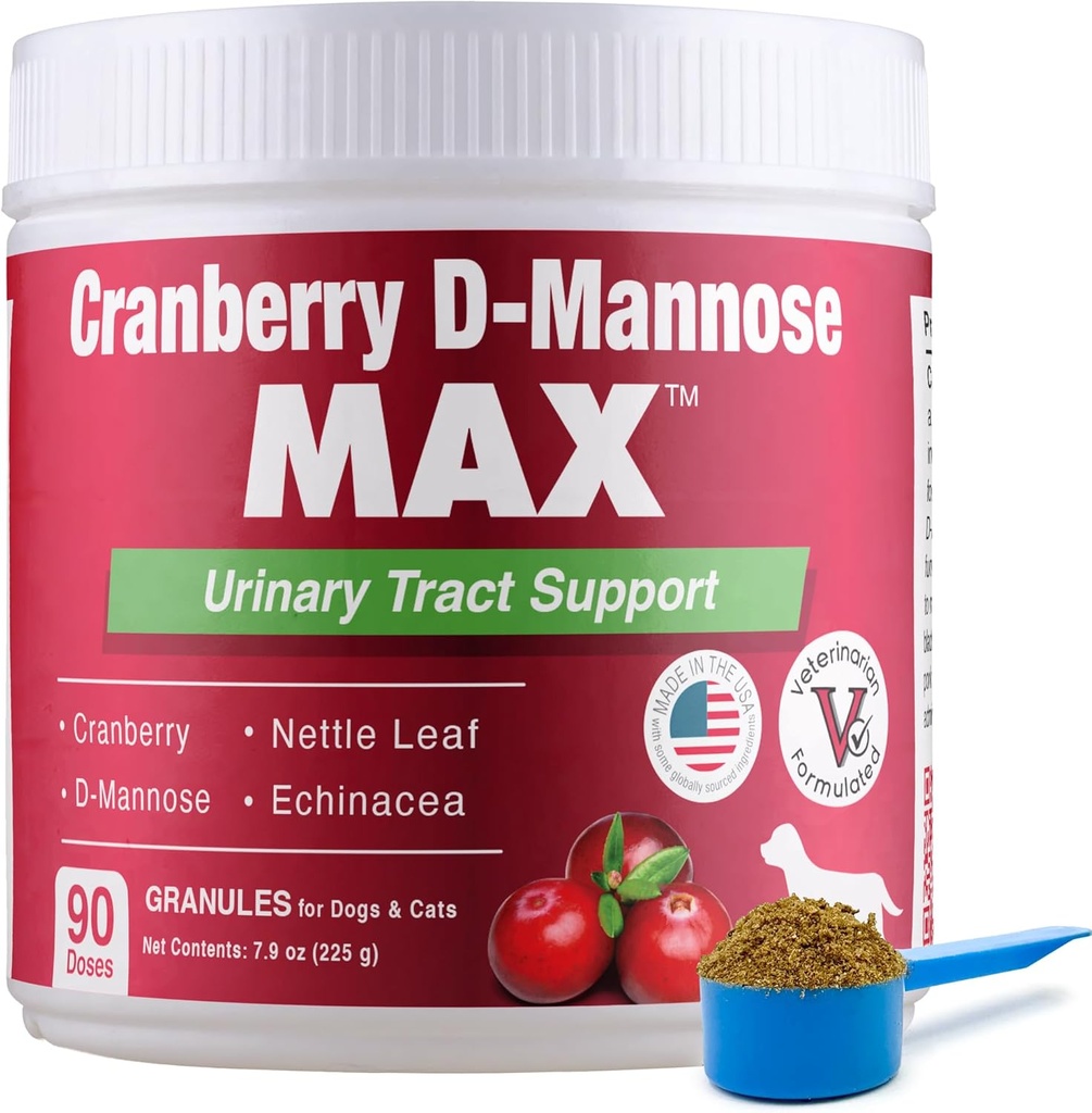 Cranberry D Mannose MAX- Dog Urinary Tract (UT) Health, Bladder ve Kidney Support Supplement - UTI Bladder Control for Dogs-Granules (90 Dos)