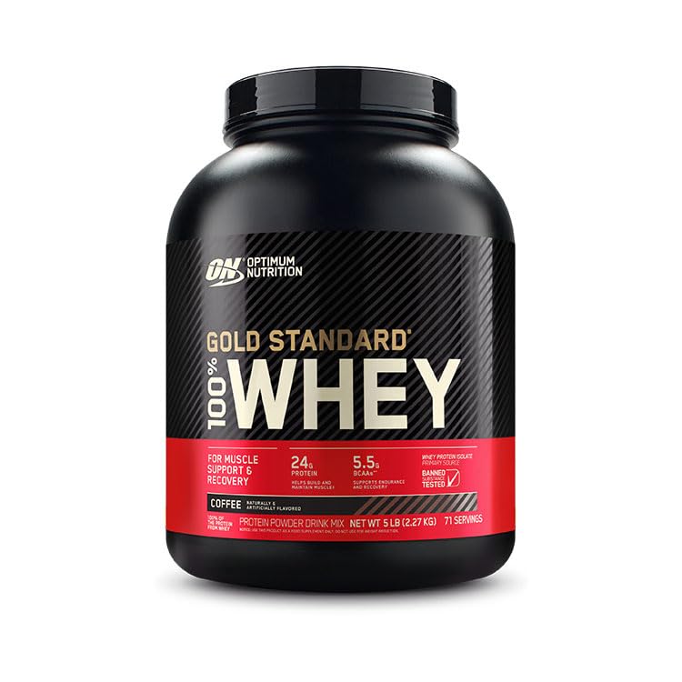 OPTIMUM GUTRITION GOLD STANDARD% 100 Whey Protein Toz, Kahve, 5 Pound