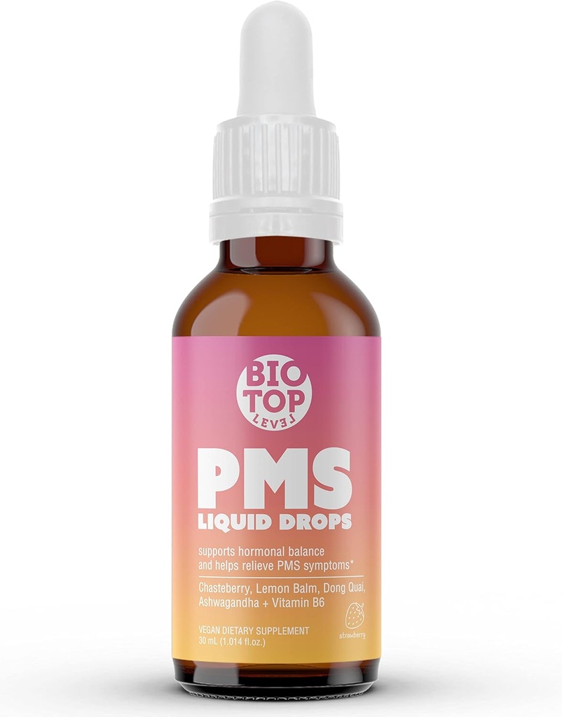 PMS Relief Hormon Denge Kadınlar Sıvı Ölçeği, Menstrual Cramps, Bloating, & Mood Swings Relief with Chasteberry, Vitamin B6, Lemon Balm, Dong Quai, Ashwagandha, Sugar-Free, 1 fl ozz
