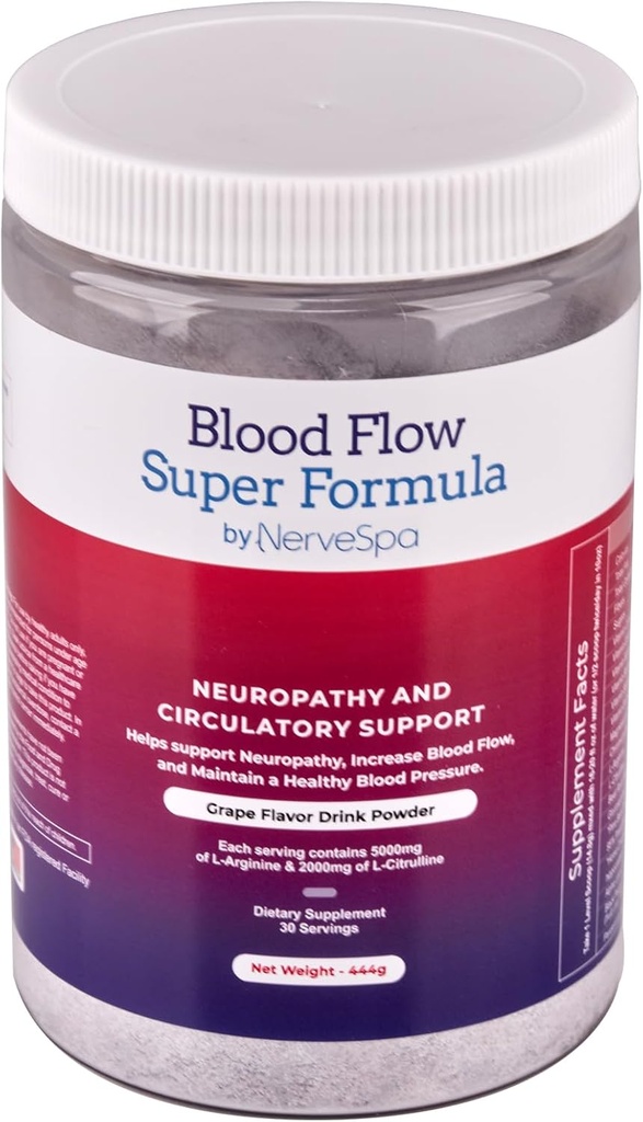 Kan Akışı Super Formula Neuropati Tozu Nerve Spa, L 'Arginine ve Citrulline'nin yüksek konsantrasyonunu, Boost Circulation ve Support Neurology Health - 444 Grams/30 hizmet ediyor