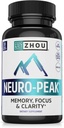 Zhou Nöro-Peak - Memory ve Focus için Beyin Supplements, Erkekler ve Kadınlar için Nootropic, Yetişkinler için Beyin Destek Pill, Beyin Vitaminleri - 30 Veggie Capsules (Paket 1)