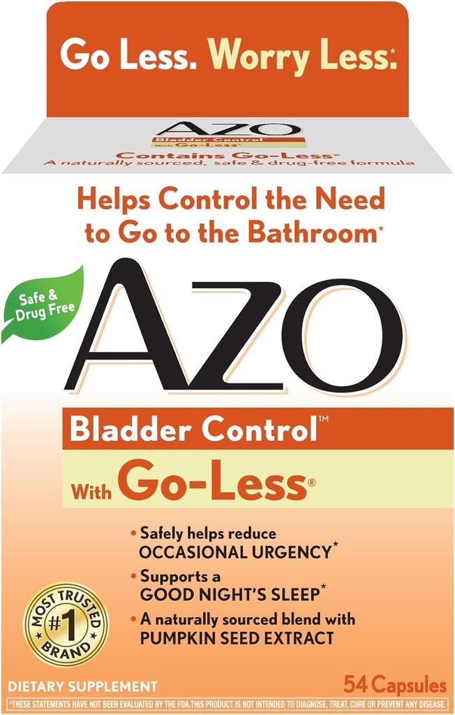 Go-Less Daily Supplement ile AZO Bladder Kontrolü | Yardımlar Occasional Urgency* | Yardımlar Occasional Leakage'ı Gülmek, Sneezing ve Egzersiz nedeniyle azaltır mı? | 54 Capsules