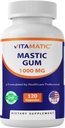 Vitamatic Mastic Gum 1000 mg per Service - Support Digestive Function, Gastrointestinal Health, Immune and Oral Wellness, 120 Capsules