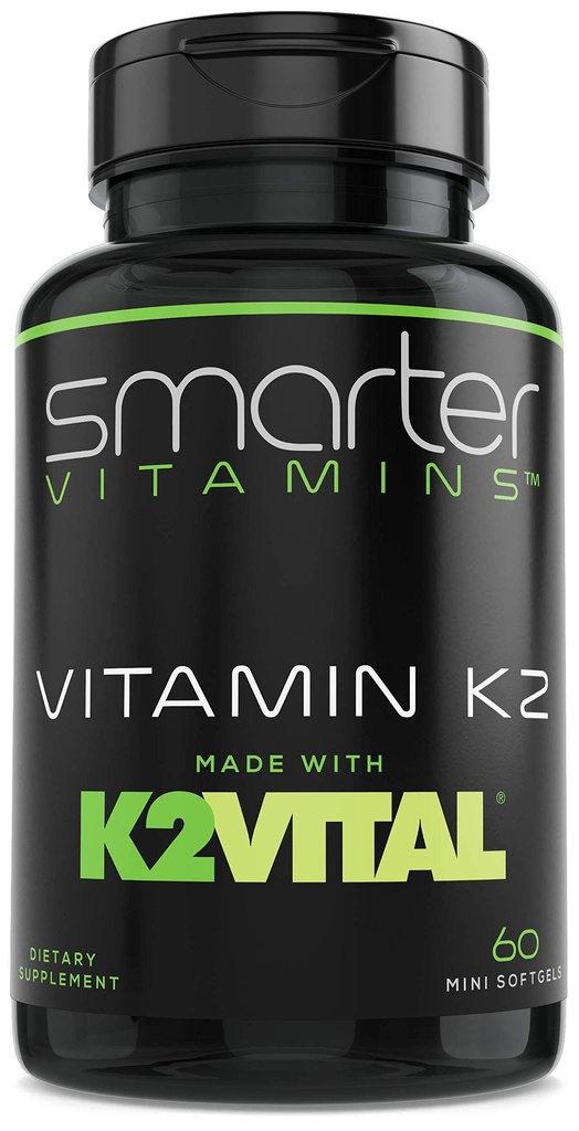 Smarter Vitamin K2 MK7 100mcg, K2VITAL ve Kale ile Made, 60 Liquid Softgels