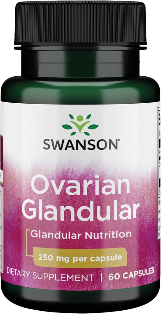 Swanson Ovarian Glandular Supplement - Women's Glandular Health and Balance Support - Premium Bovine Tound - 60 Capsules, 250 mg Every