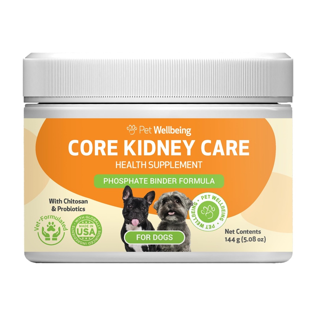 Pet Wellness Core Kidney Care for Dogs - Daily Phosphate Binder, FOS, Chitosan, Probiyotikler - Veterinarian-Formated 5.08 oz (144 g) Toz