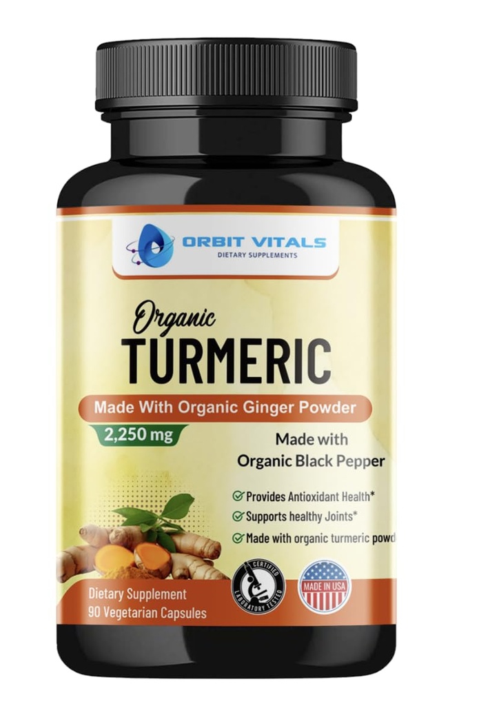 Κουρκουμίνη Turmeric με Μαύρο Πιπέρι & Τζίντζερ 2250mg - Ultra Poent Turmeric Συμπλήρωμα με 95% Κουρκουμινοειδή & BioPerine για Κοινή Υποστήριξη, Ενισχυμένη βιοδιαθεσιμότητα, Ανοσοποιητική Υγεία - 90 Κάψουλες Vegan