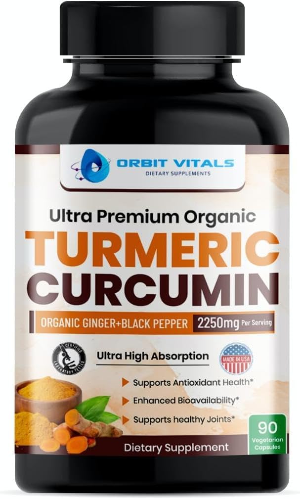 Turmeric Curcumin with Black Pepper & Ginger 2250 mg - Ultra Potent Turmeric Supplement with 95 Curcuminoids & BioPerine for Joint Support, Advancedd Bioavailability, Immune Health - 90 Vegan Capsules