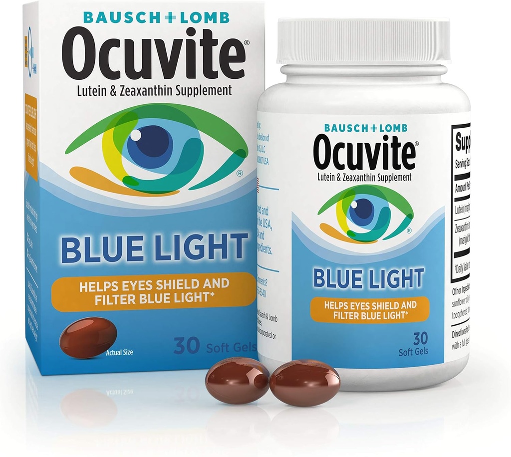 Ocuvite Blue Light Lutein & Zeaxanthin Supplement, Eye Strain, Vision & Ocular Health Support, Softgels for Ekran & Sunlight Exposure, 30 Softgels