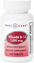GeriCare Vitamin B-12 1000mcg High Potency Tabletleri, Enerjiyi artırmak için Premium Diyet Supplement, Beyin Sağlığını Desteklemek ve Sağlıklı Bir Nervous Sistemi 100 (Kap 1)