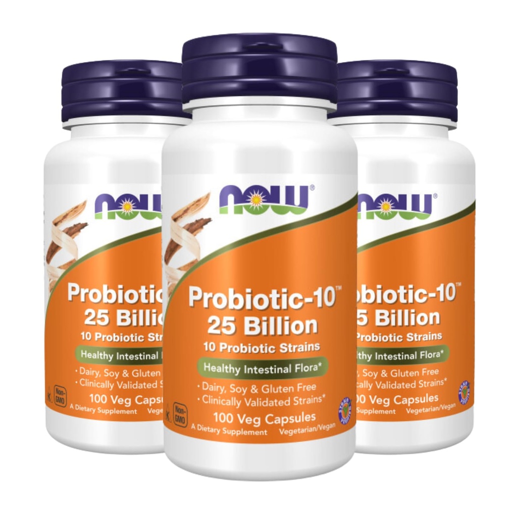 Şimdi Gıdalar Probiyotik-10 25 Milyar, 100 Kont (Pack of 3)