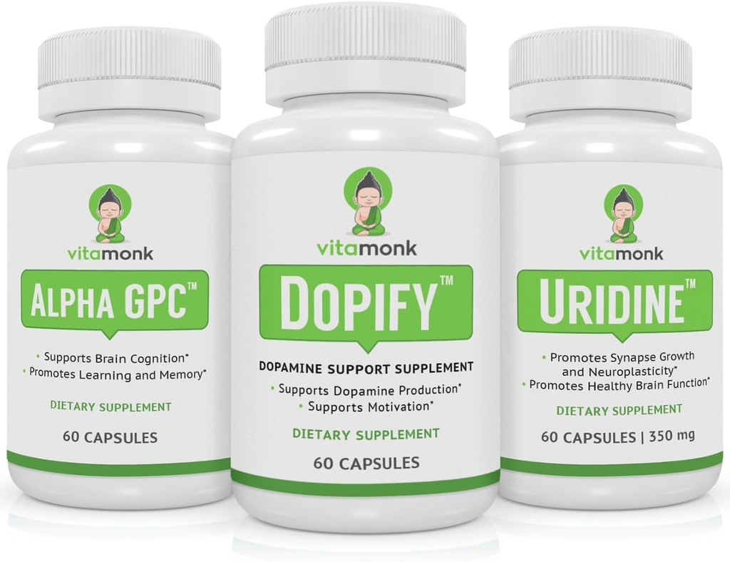 Dopamine Support Supplement Paired with Alfa GPC and Uridine - Nöro Boost Duo