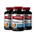 Επαναφορά της ανάπτυξης των μαλλιών - Anti Gray Hair Natural Formula για άνδρες και γυναίκες - Folic Acid συμπλήρωμα για γυναίκες, Fo ti σκόνη, Χλωροφύλλη, βιοτίνη για γκρι μαλλιά, Gray Βιταμίνες μαλλιών, 3 μπουκάλια 180 κάψουλες