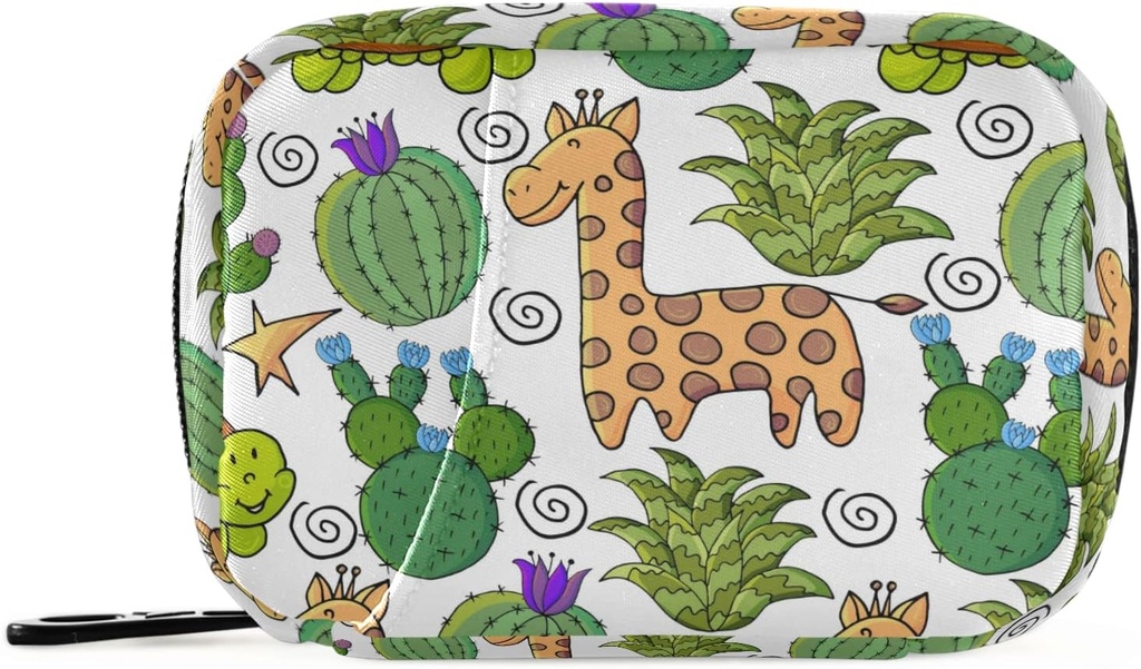Cactus Giraffe Kaplumbağa Pill Box 7 Günü Pill Case Travel Pill Organizer Bag with Surface Portable Weekly Case Compact Boyut for Vitamin Supplement Sahibi için Sınırlı Madde