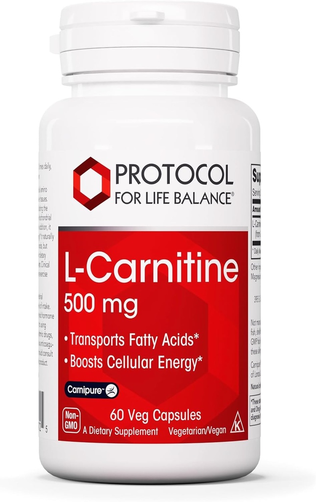 Yeni BALANCE L-Carnitine 500 mg - Hücre Enerji Metabolism - Egzersiz Performansı, Kurtarma - 60 Veg Caps