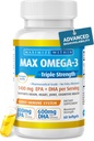 Maksimum Slim Max Omega 3 Balık Yağ Pilleri - Triple Strength Fish Oil Supplement (2000 mg Total Omega 3 Fatty Asits: 600 mg DHA + 800 mg EPA per Service)