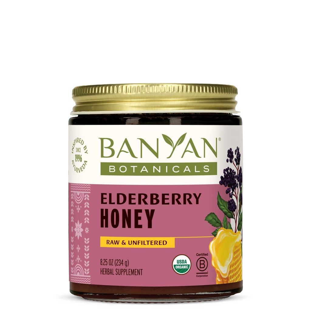 Banyan Botanikleri Organik Yaşlı Tatlısı – Sambucus, Amla & Marshmallow - Yaşlı Immune Çocuklar ve Yetişkinler için Destek* - 8.25 Oz – Raw, Unfiltered, Pollinator-Friendly, Sustainable Sourced, Wild Fair