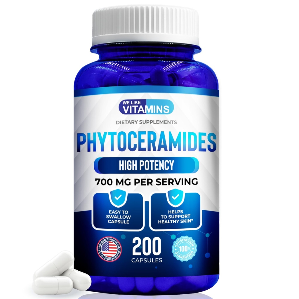 Phytoceramids 700 mg - 200 Capsules All Natural Wheat Free and Plantive - Phytoceramid Supplement - Skin Hydration için Ceramids, Onarım, Rejuvenation