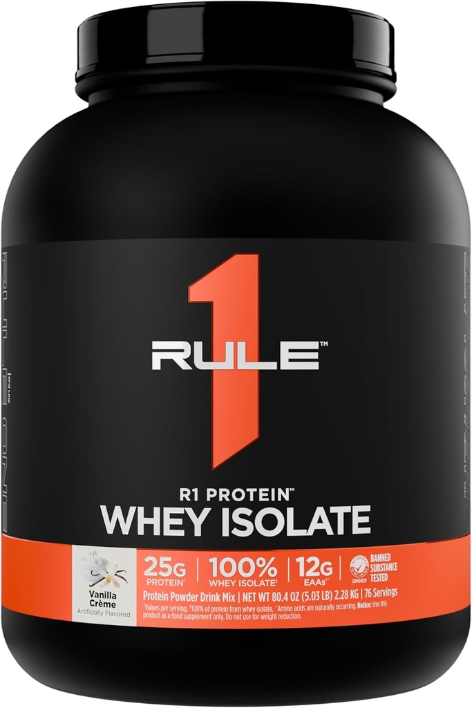 Άρθρο 1 R1 Πρωτεΐνη Whey Isolate - με 25g πρωτεΐνη & 6g BCAA Αποκλειστικά από απομονωμένες & υδρολυμένες πηγές για την αποκατάσταση προπόνησης (5 λίρες*, Vanilla Creme)
