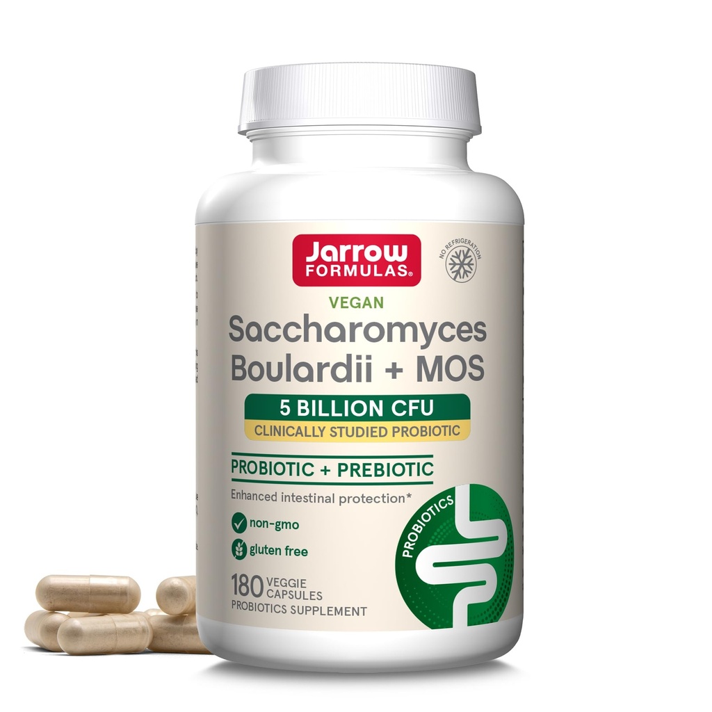 Jarrow Formulas Saccharomyces Boulardii + MOS - 5 Milyar Organizmleri Arada - 180 Gecikme Veggie Caps - Probiyotik + Prebiyotik - Intestinal Tract Desteği - 180'e kadar