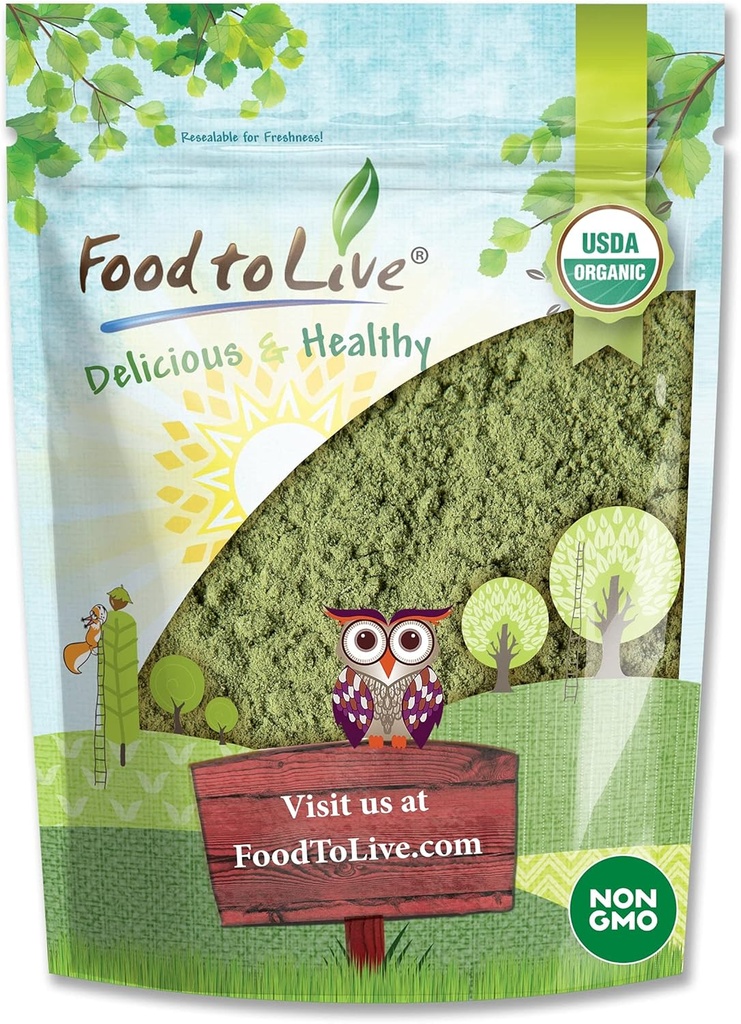 Organik Alfalfa Tozu Yaşamak için yiyecek, 1.5 Pounds - Non-GMO, Raw tüm Genç Leaves, Vegan, Baking, Juices, Smoothies, Shakes, Tea ve Drinks için harika. Diyetsel Fiber ve Protein İyi Kaynağı