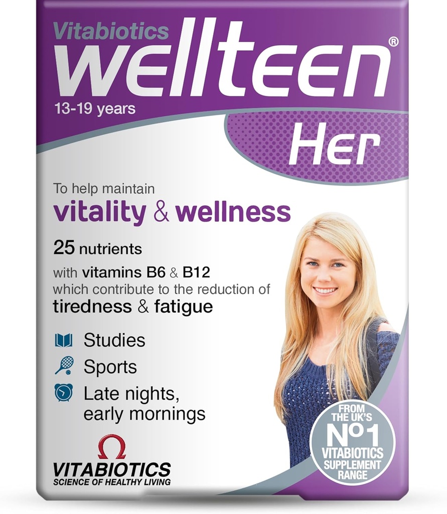 Vitabiotics Wellteen Her - Διατροφική Υποστήριξη για τους έφηβους και τις νέες γυναίκες Ηλικίες 13-19 - 30 δισκία