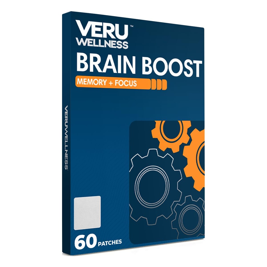 Veru Wellness Brain Boost Cognitive Patch - Daily Memory, Altertness ve Focus Brain Support - Ginko Bilboa, Rhodiola Rosea, MCT (60 Gün)