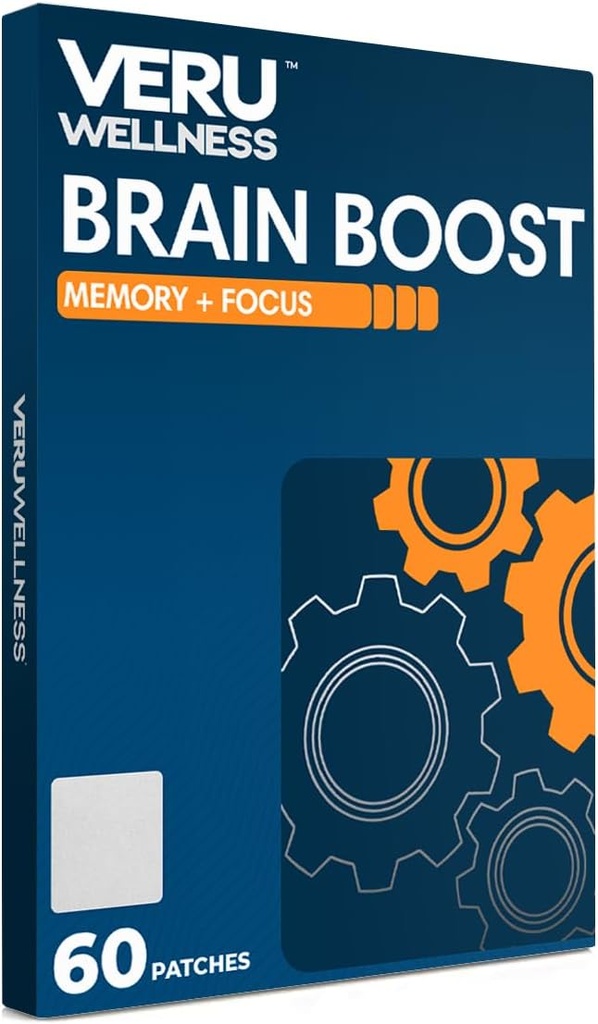 Veru Wellness Brain Boost Cognitive Patch - Daily Memory, Altertness ve Focus Brain Support - Ginko Bilboa, Rhodiola Rosea, MCT (60 Gün)