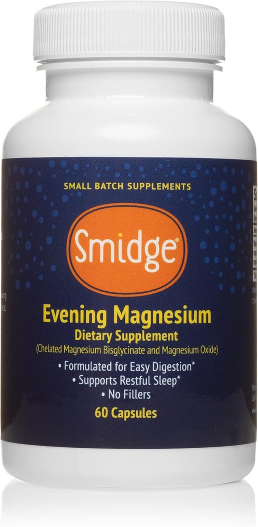 Smidge® Evening Magnezyum Capsules, 60 ct. Pure, Non-GMO Magnezyum Supplement to Support Rest & Relaxation.