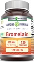 Amazing Formulas Bromelain 500 Mg (300 GDU) | Tabletler Tamam | Non-GMO | Gluten-Free | Made in USA (1 Pack | 120 Count)