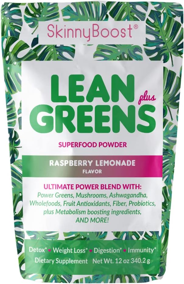 SkinnyBoost - Lean Greens & Super Food Toz - Ultimate Power Mix with Green Tea, Mushroom Mix, Ashwagandha, Spirulina Algae & Wholefoods - Natural Detox & Clean Energy - 30 hizmet