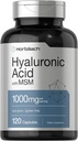 Horbäach Hyaluronic Acid with MSM | 1000 mg | 120 Capsules | Non-GMO ve Gluten Free Supplement | Bio available Formula