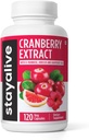 STAY ALIVE Cranberry Pills for Women and Men 1000mg with D-mannose, Hibiscus and Grapetre Seed Extract, 120, Kont, D-mannose Cranberry Supplement, Vegan, Non-GMO & Gluten-Free Toz Capsules