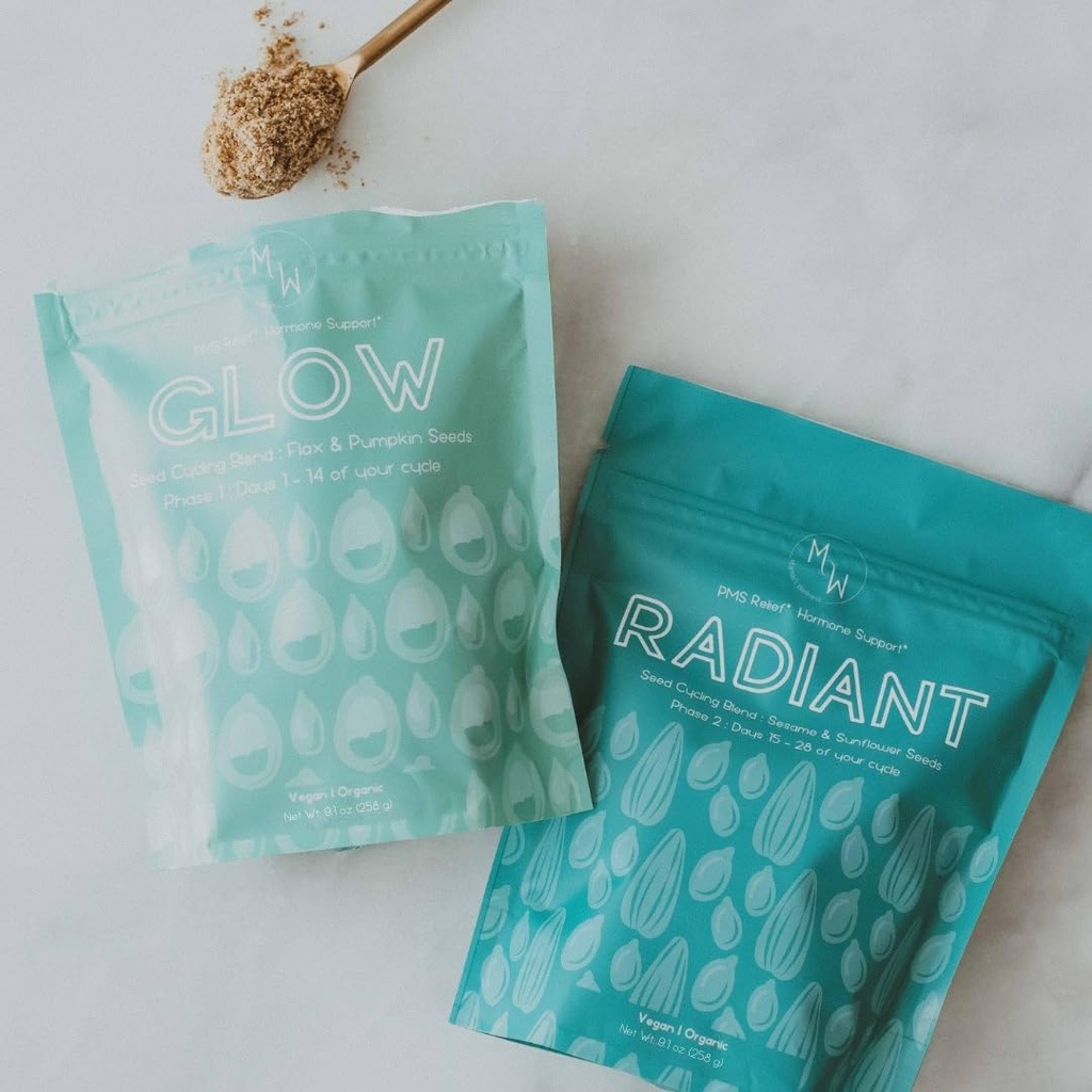 Manski'nin Wellness Glow & Hairt Tohum Döngüsü | PMS Support | Organik Tohum Bisiklet | Doğal Hormon Denge | Ease Cramps | Mitigate Döngüsü Belirtileri | Vegan Tamamlayıcı