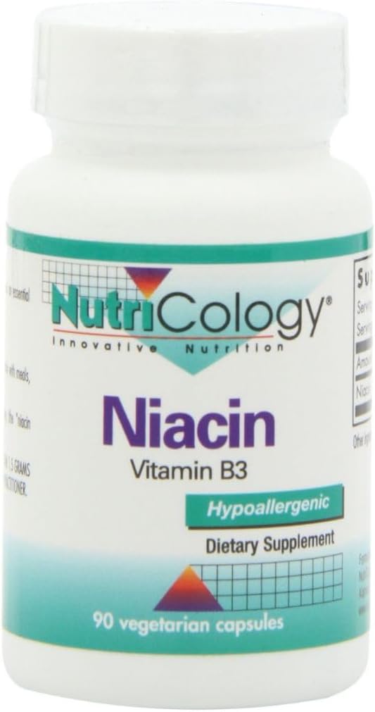 Nutricology Niacin Supplement - Erkekler ve Kadınlar için B3, Flush, Nicotinic Acid, NAD, 250 mg Vegetarian Capsules - 90