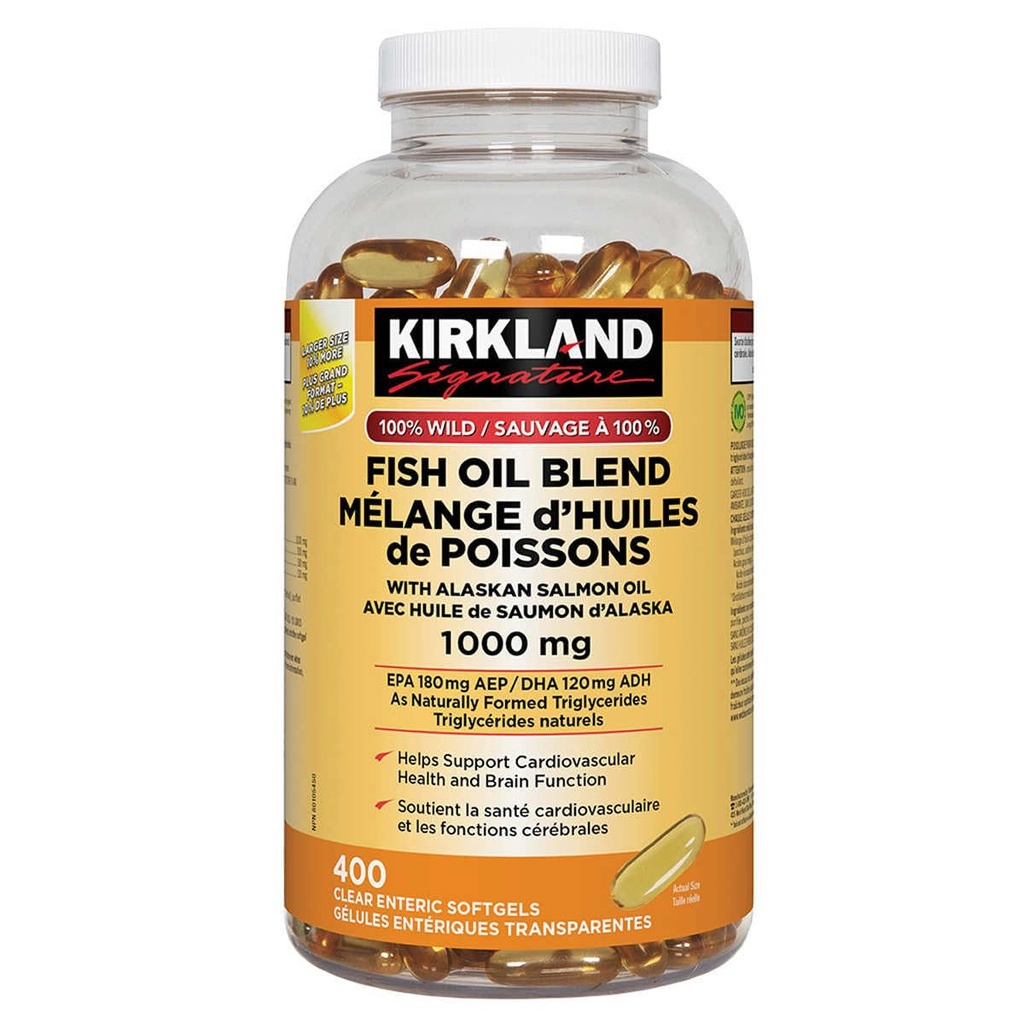 Costco Companies Inc. Kirkland, Alaskan Salmon Oil ile %100 Vahşi Balık Yağı İmzaladı, 1000 mg, 400 Softgels