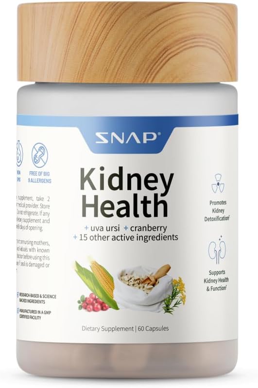 Snap Supplements Kidney Health Support Supplement - Kidney ve Urinary Tract Health Support for Women and Men, 60 Vegetarian Capsules (30 Hizmet, 1 Ay Supply)